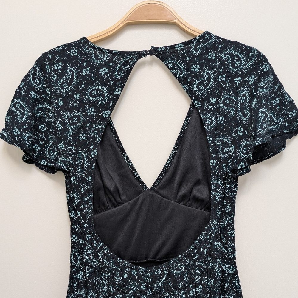 BP Deep V Neck Low Back Paisley Patterned Mini Dress Festival  Small - Picture 6 of 7